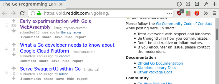 Old Reddit r/golang